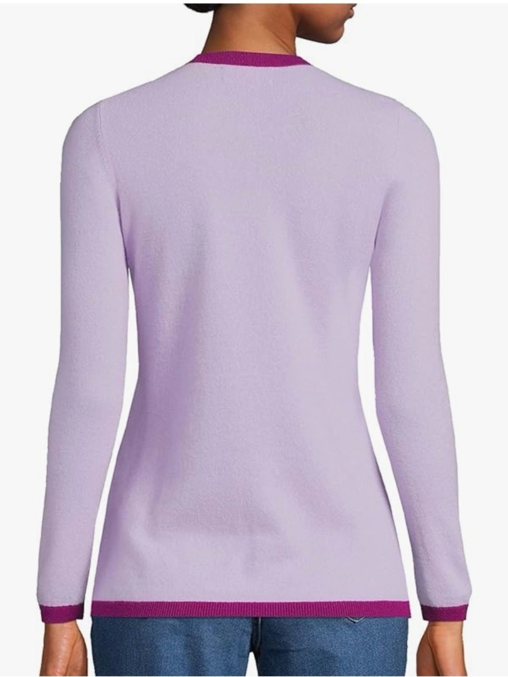 Lands' End Womens Cashmere Sweater Lavender Cloud Multi Regular Medium - Picture 2 of 8